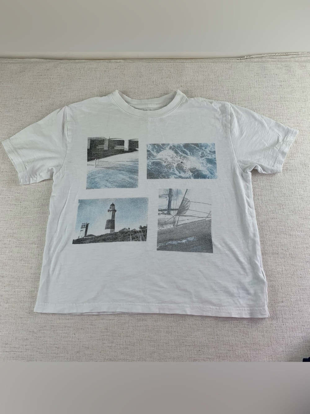 Crewcuts White Graphic Nautical Photo Panel‎ Tee with Blue Accents